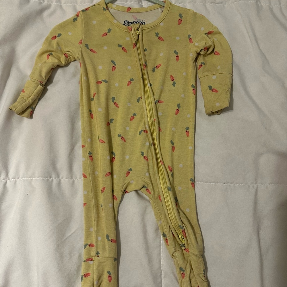 Posh Yellow Footies One Piece with Zipper Closure
